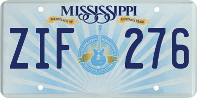 MS license plate ZIF276