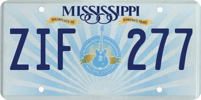 MS license plate ZIF277