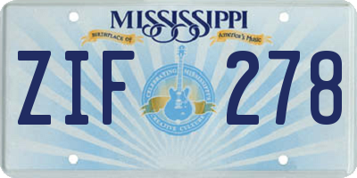 MS license plate ZIF278