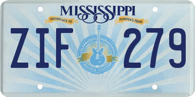MS license plate ZIF279
