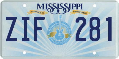 MS license plate ZIF281
