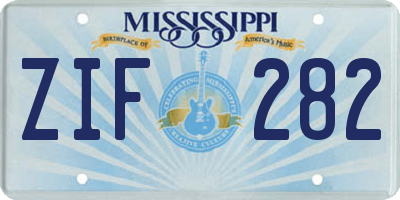MS license plate ZIF282