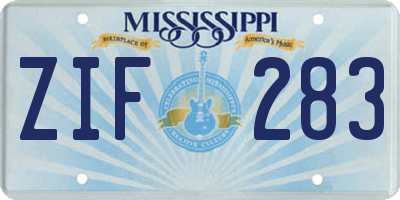 MS license plate ZIF283