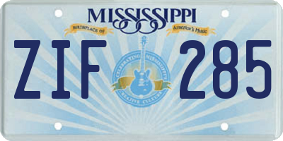 MS license plate ZIF285