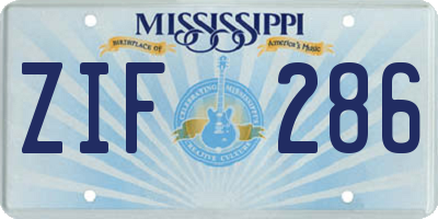 MS license plate ZIF286