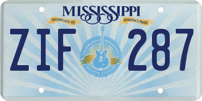 MS license plate ZIF287
