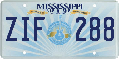 MS license plate ZIF288