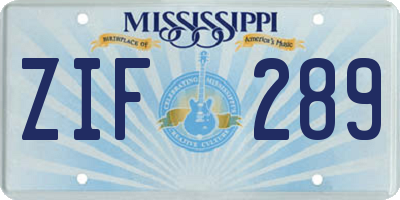 MS license plate ZIF289