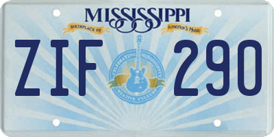 MS license plate ZIF290