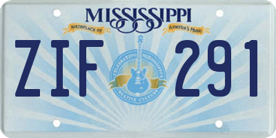 MS license plate ZIF291