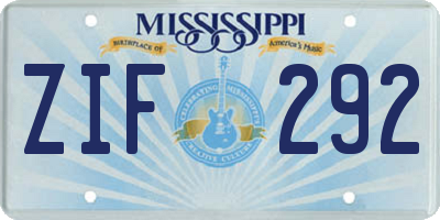 MS license plate ZIF292