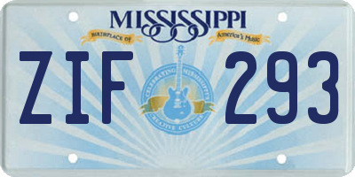 MS license plate ZIF293