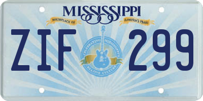 MS license plate ZIF299