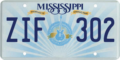 MS license plate ZIF302