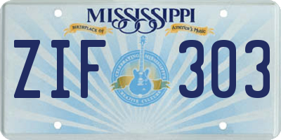 MS license plate ZIF303