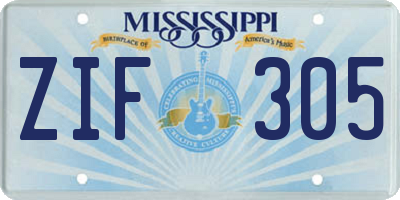 MS license plate ZIF305