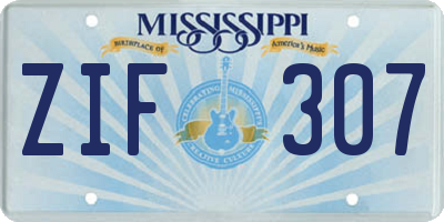 MS license plate ZIF307