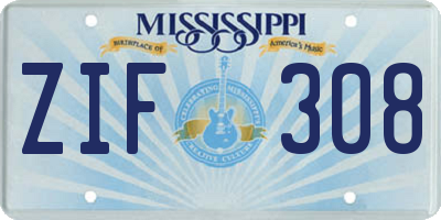 MS license plate ZIF308