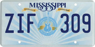 MS license plate ZIF309