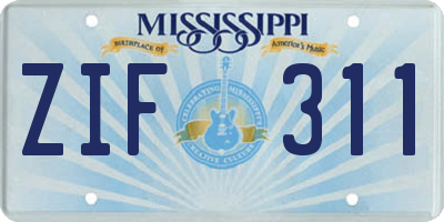 MS license plate ZIF311