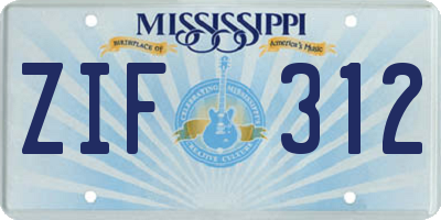 MS license plate ZIF312