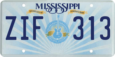 MS license plate ZIF313