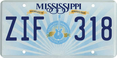 MS license plate ZIF318