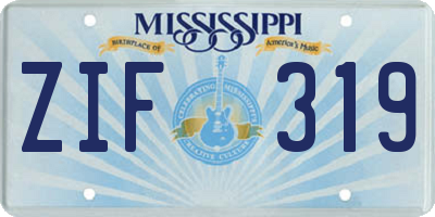 MS license plate ZIF319