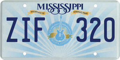 MS license plate ZIF320