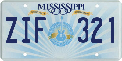 MS license plate ZIF321