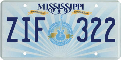 MS license plate ZIF322