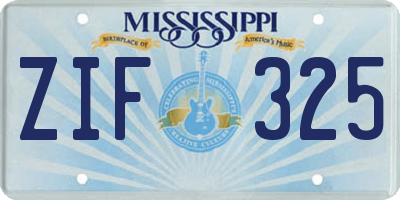 MS license plate ZIF325