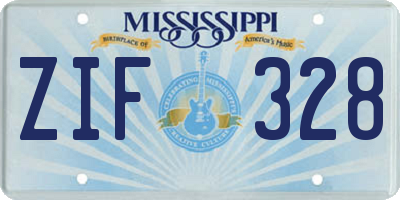 MS license plate ZIF328