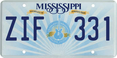 MS license plate ZIF331