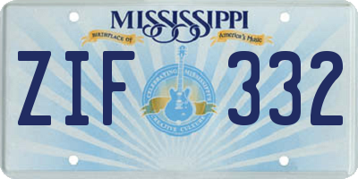 MS license plate ZIF332