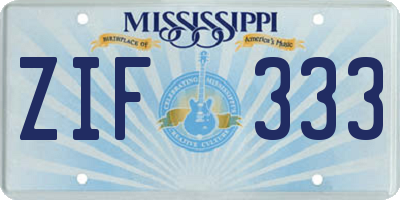 MS license plate ZIF333