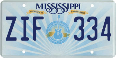 MS license plate ZIF334