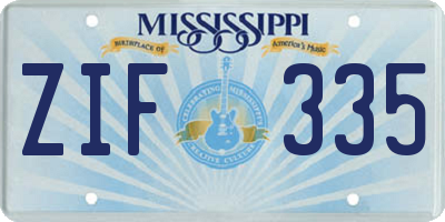 MS license plate ZIF335