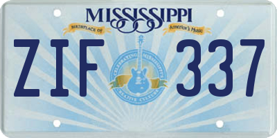 MS license plate ZIF337