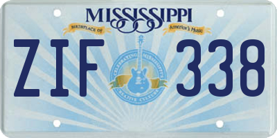 MS license plate ZIF338