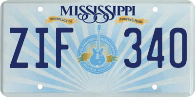 MS license plate ZIF340