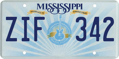 MS license plate ZIF342
