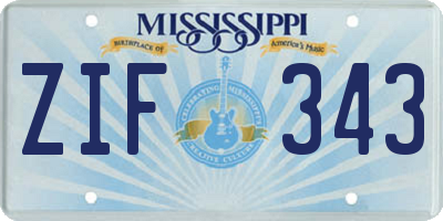 MS license plate ZIF343