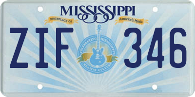 MS license plate ZIF346