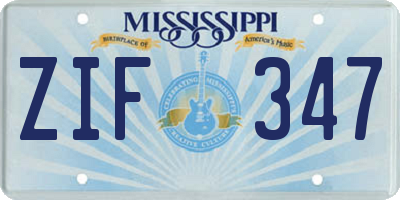 MS license plate ZIF347