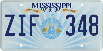 MS license plate ZIF348