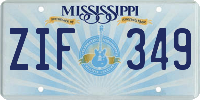 MS license plate ZIF349