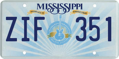 MS license plate ZIF351