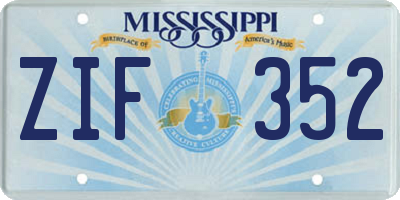 MS license plate ZIF352