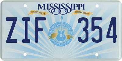 MS license plate ZIF354